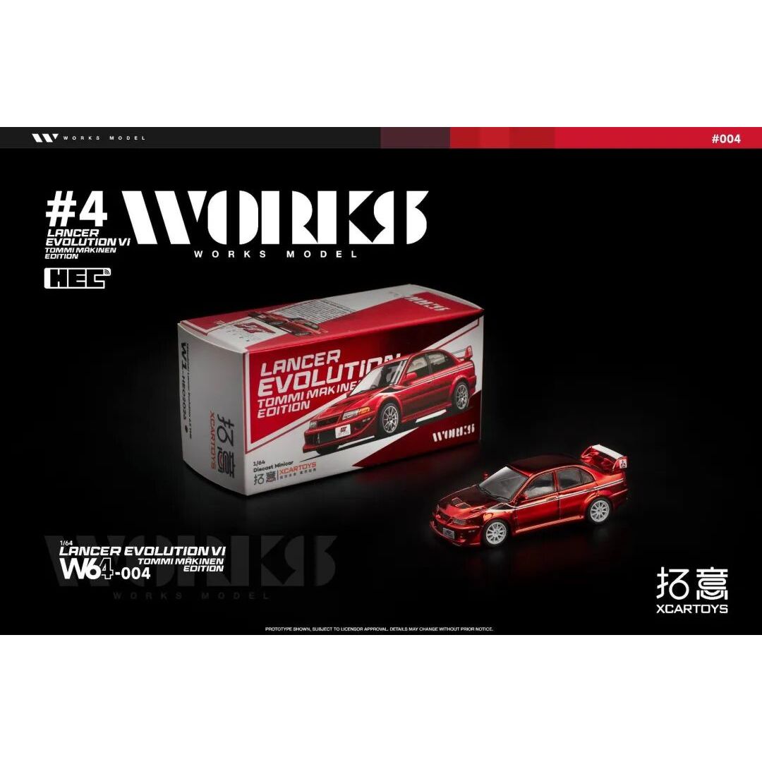 Mitsubishi Evo TOMMI レーシングラジコン PRE-ORDER* Works Model x XCARTOYS Mitsubishi Lancer Evolution VI Red