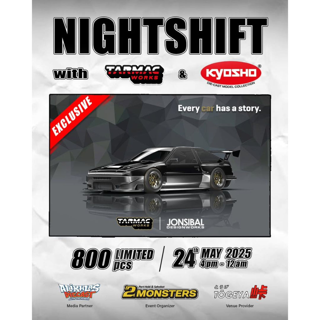 Tarmac Works Toyota Sprinter Trueno AE86 Widebody + Display Base | 2025 Night Shift Togeya