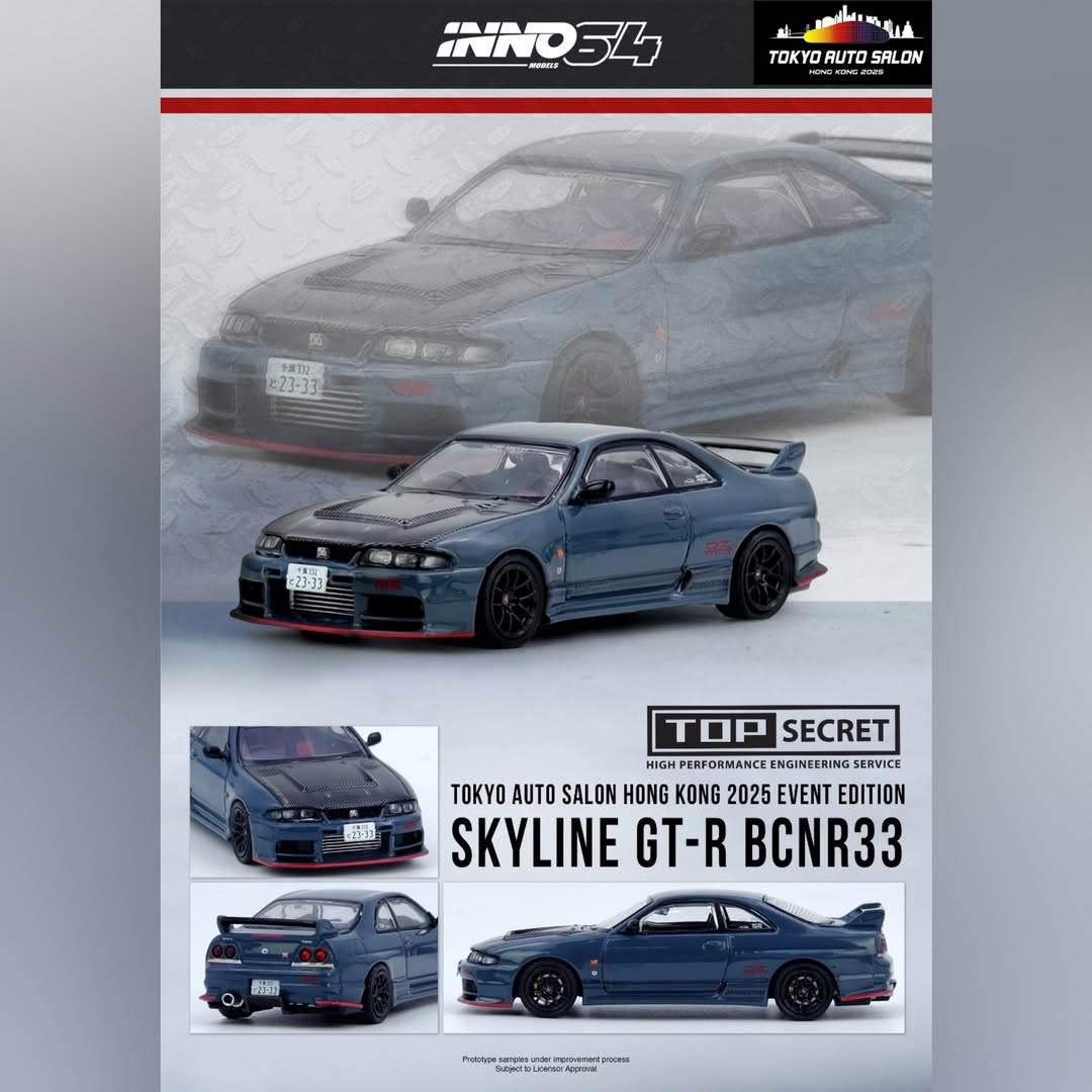 PRE-ORDER* Inno64 Nissan Skyline GT-R BCNR33 Top Secret | 2025 Hong K
